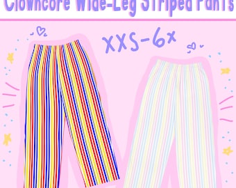 Striped Clowncore Wide-leg Pants  // Striped Bottoms // Primary and Pastel