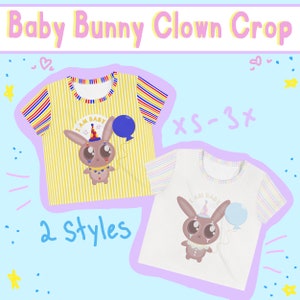 Baby Bunny Clown Crop Top // Clowncore Clothes // Kidcore Clothing