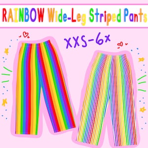 RAINBOW Striped Clowncore Wide-leg Pants  // Striped Bottoms