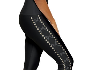 Laced Up Corset Inspired Goth Look Laces Out Yoga Capri Leggings