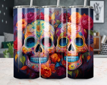 20 oz Colorful Tumbler with Skull art - Digital Download PNG ONLY