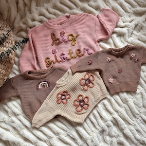 Baby Sweaters Ready to Ship, Hand Embroidered Sweater
