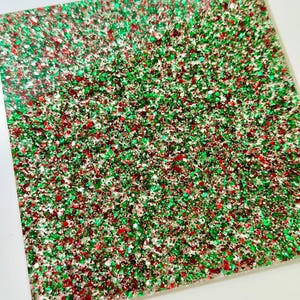 Red and Green Glitter Acrylic Sheet for Laser Cutting (6x6")