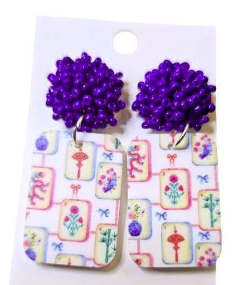 Mahjong Patterned Acrylic Sheet, Mahjong Tile Acrylic for Lasers, Laser Cut, Mahjong Acrylic for Earrings, Printed, Glowforge Acrylic image 3