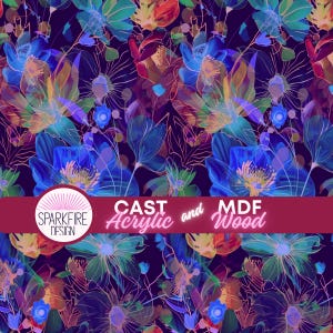 Floral Patterned Acrylic Sheet, Laser Cut, Jewelry, Earrings, Printed, CO2 or Diode (mdf), Flowers, Floral,