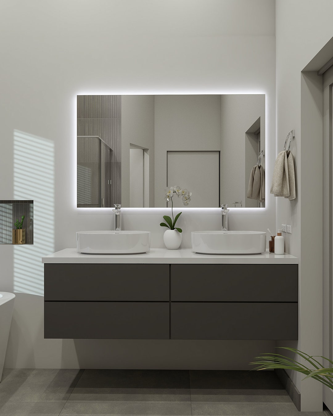 LED Bathroom Mirror Rectangular Paris Illuminated Mirror Etsy