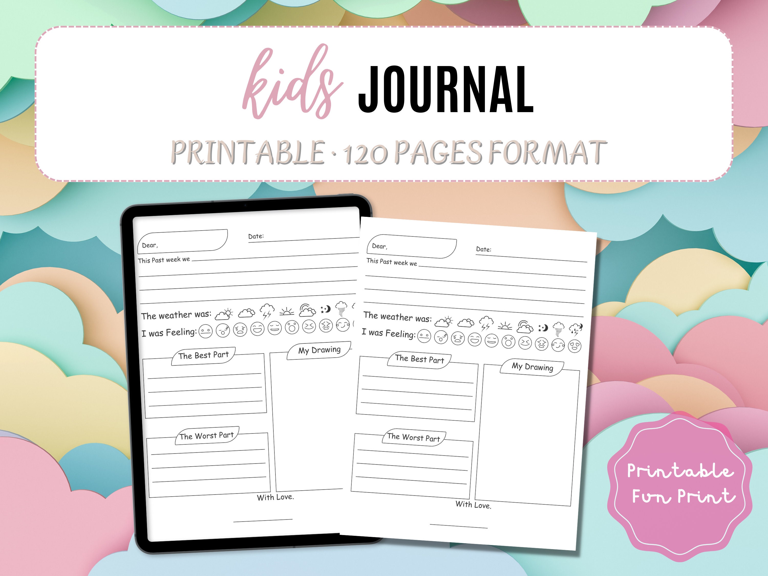 Kids Journal Pages, Kids Journal Printable, Kids Journal Template, Kids ...
