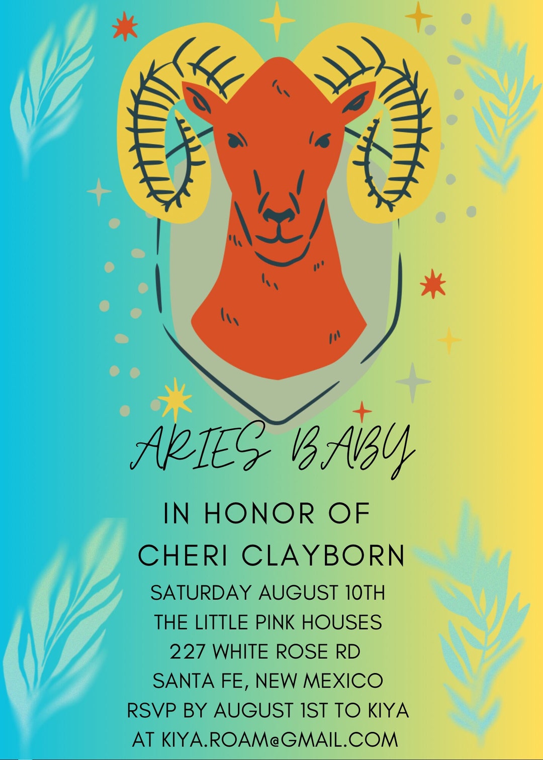 Zodiac Baby Shower Invitations Aries Etsy