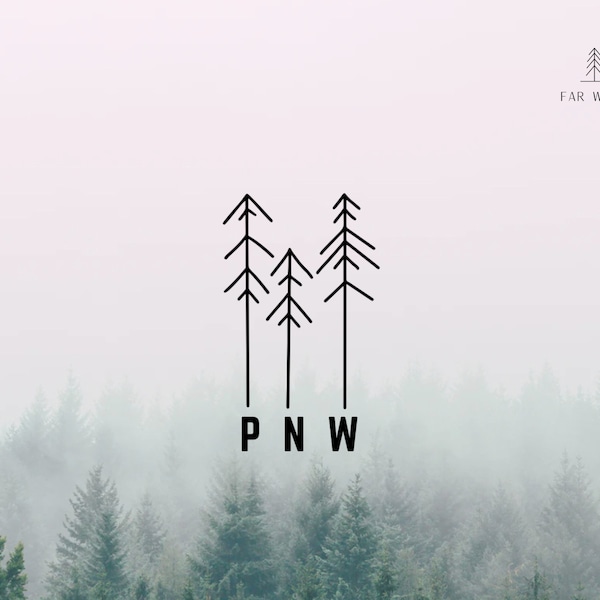 PNW vinyl decal - pacific northwest - pine tree - car - laptop - outdoors decal