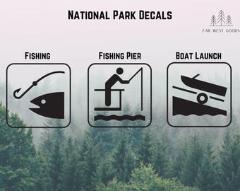 National Parks Fishing Decal: Pier, Boat Launch Symbol - Car, Laptop
