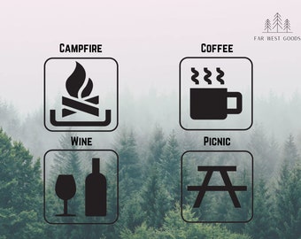 National Parks Campfire Decal: Coffee, Wine, Picnic Car Laptop Sticker