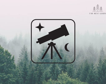 Calcomanía de observación de estrellas: Icono de recreación de parques nacionales, calcomanía para auto/computadora portátil