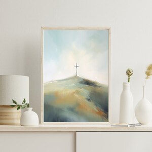 Art mural chrétien moderne | vintage Jésus Croix Art mural abstrait | Art mural imprimable | Téléchargement numérique | Costal