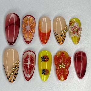 3D island vacation press on nails