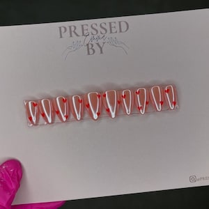 Chrome heart Valentine’s Day press on nails