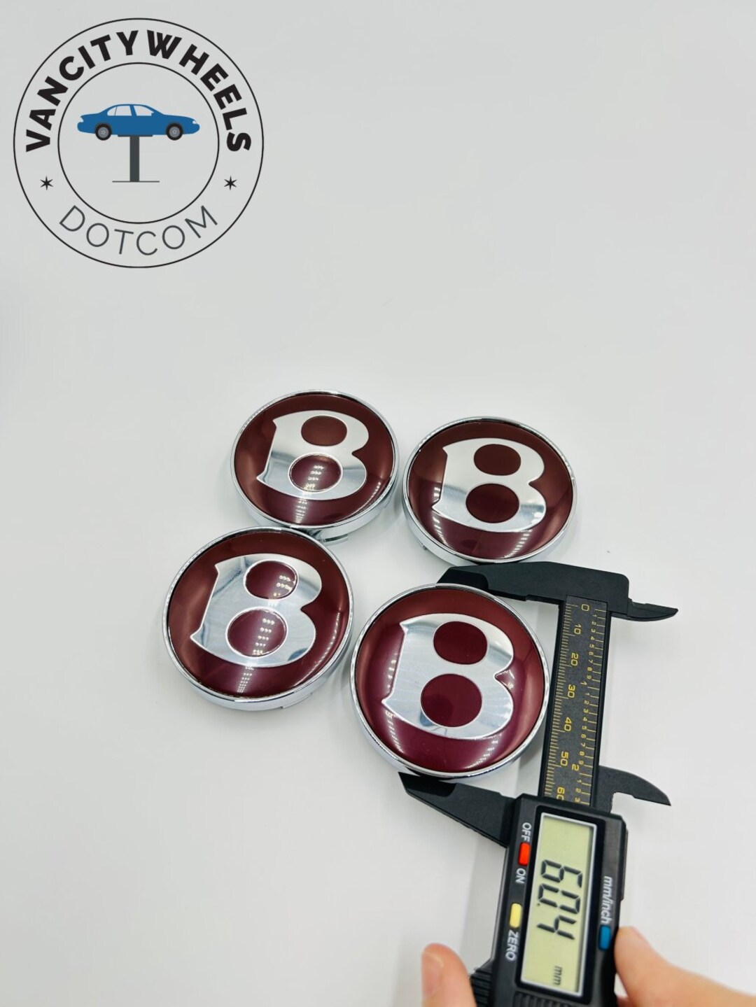 4pcs 60MM Alloy Dark Red Color Bentley Logo Car Wheel Center Cap Cover