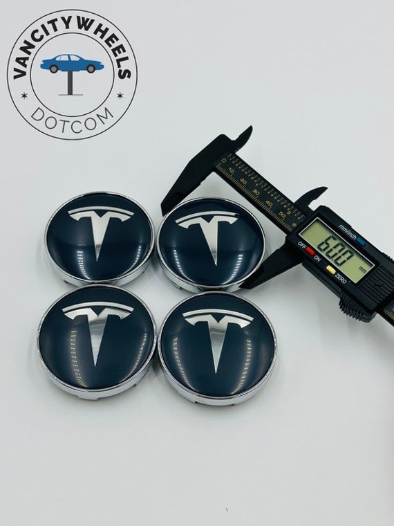 4 Stück 60 MM Legierung Grau Farbe Tesla Logo Auto Wheel Center