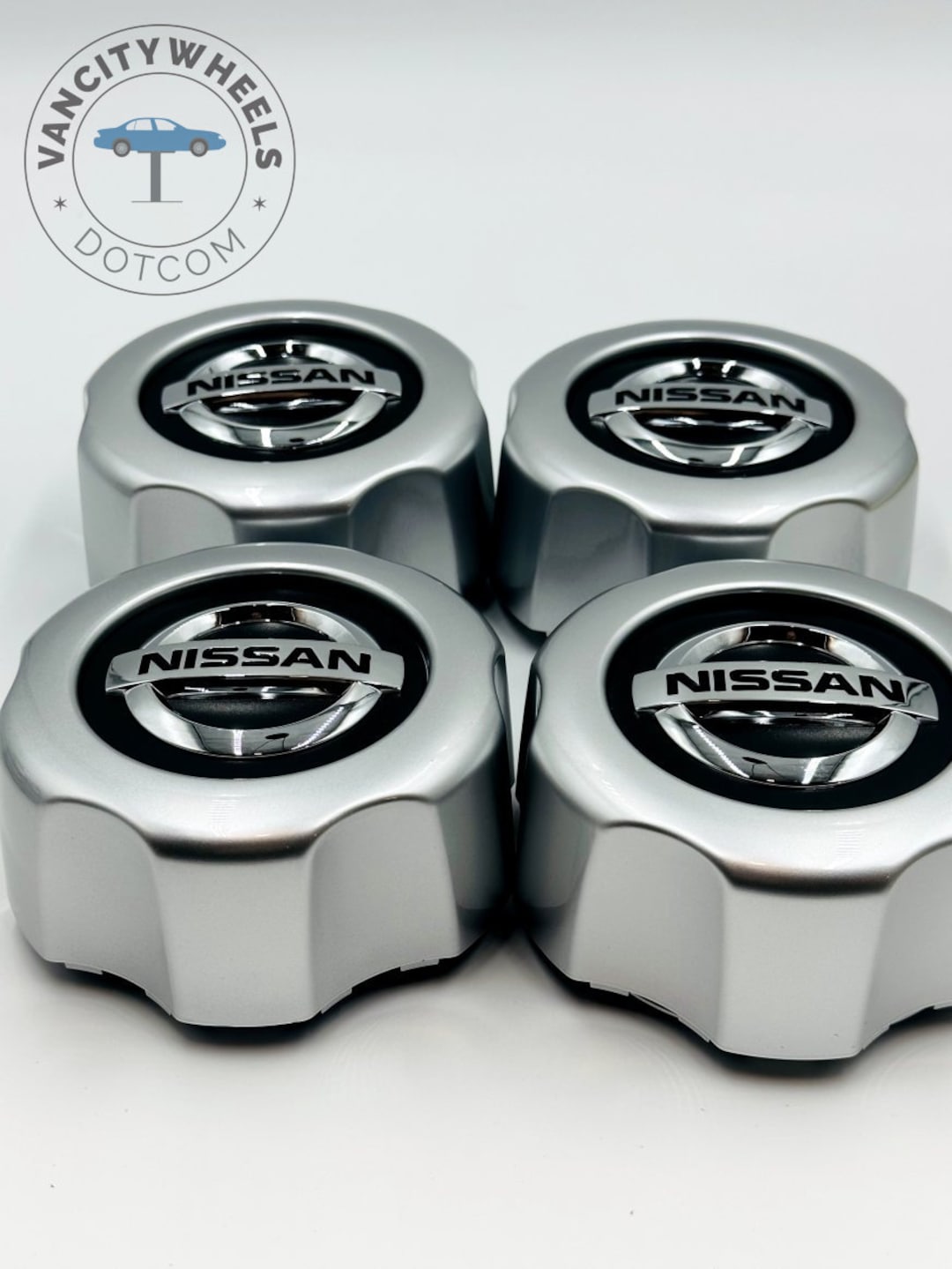 4pcs Nissan 130mm Silver Color Raised Wheel Center Caps, Nissan Alloy