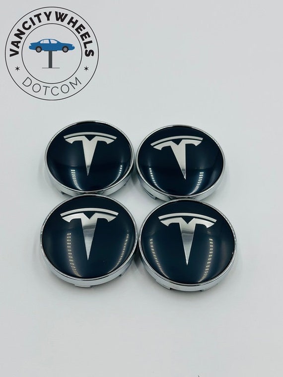 4 Stück 60 MM Legierung Grau Farbe Tesla Logo Auto Wheel Center