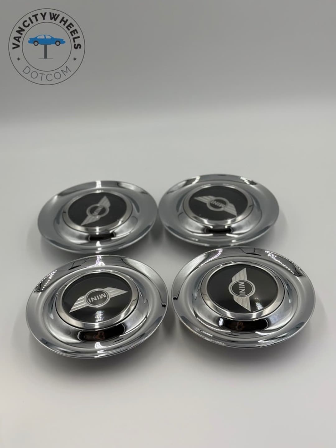 Mini Cooper Floating Caps in Chrome Color, Chrome Floating Wheel Center