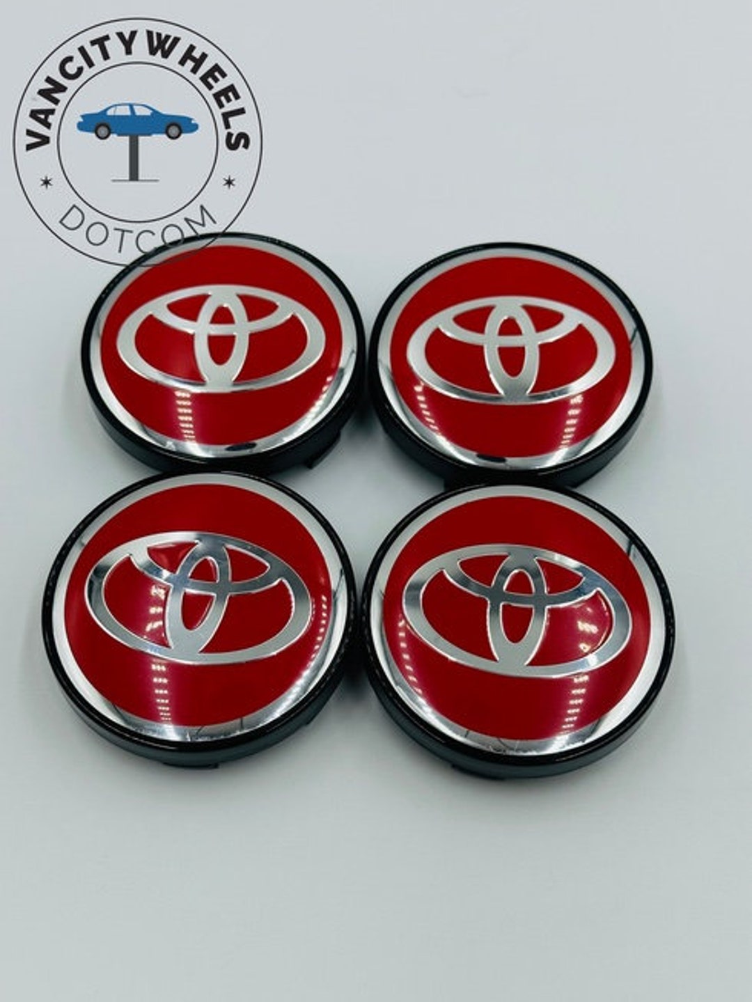 4pcs 60MM Alloy Red/silver Color Toyota Logo Car Wheel Center Cap Cover