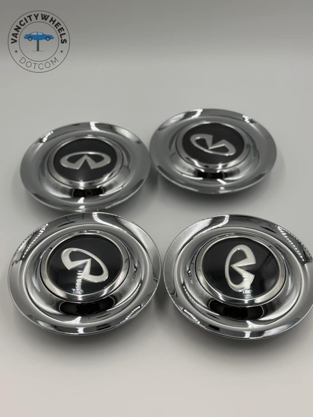 Infiniti Logo Floating Caps in Chrome Color, Chrome Floating Wheel