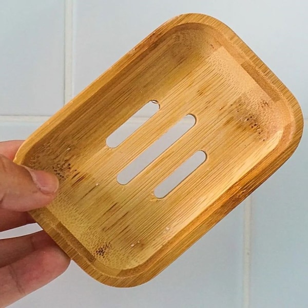 5.12" x 3.54" Sustainable Bamboo Soap Dish - Rectangular, Eco-Friendly Product, Plastic-Free