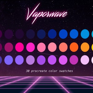 Retro Vaporwave | Procreate Color Palette | Color swatches | 80&#39;s | Y2K | iPad lettering, illustration, procreate tool, digital art