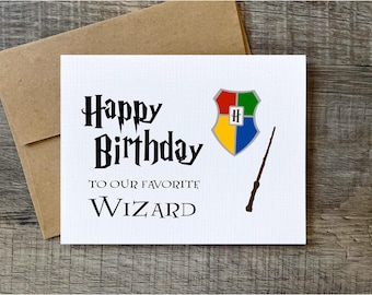 Wizard Birthday Card: Magic Wand, Witch, Sorcerer
