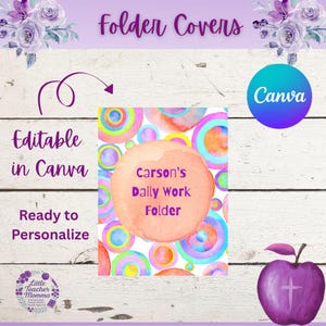 Editable Polka Dot and Colorful Binder Cover | Cute Polka Dot Binder Insert | Printable School Organization Cover | Personalized Binder Page