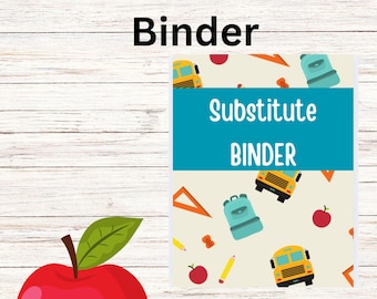 Editable Substitute Binder | Printable Sub Folder | Teacher Emergency Plans | Classroom Info | Instant Download-Teal School Theme