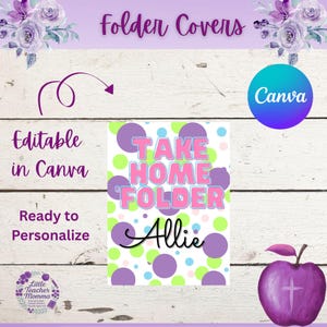 Editable Polka Dot and Colorful Folder Cover | Cute Polka Dot Binder Insert | Printable School Organization Cover | Personalized Binder Page