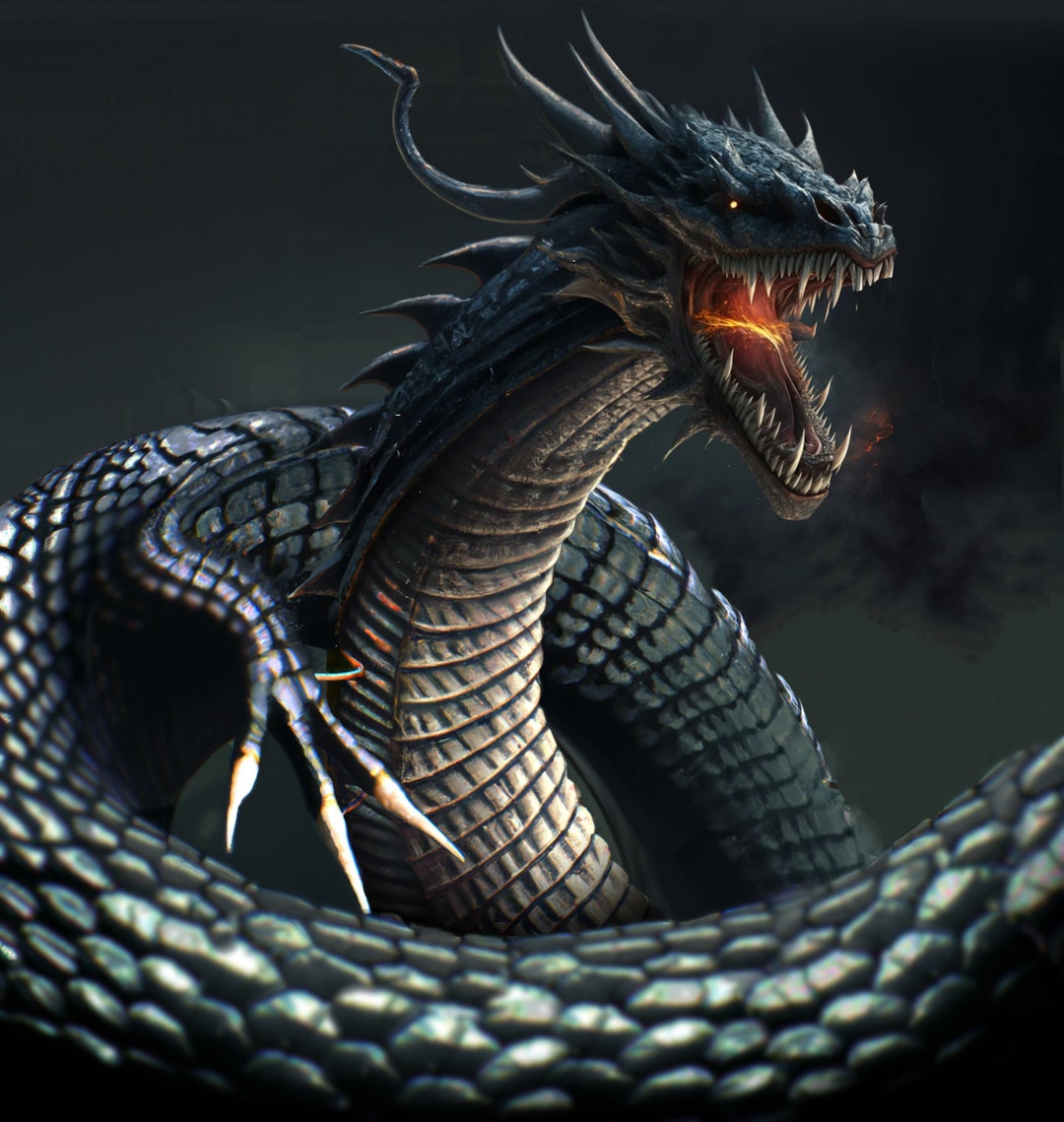 Blue Dragon Art Etsy