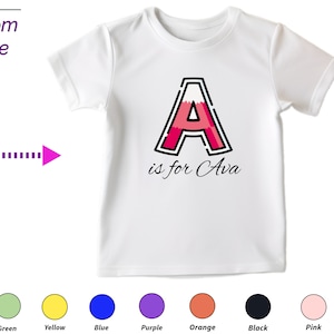 Regalo personalizado de camisa para niños pequeños para la cumpleañera - Letra personalizada A en regalo de camisa para ropa de bebé pequeño Regalo de cumpleaños personalizado para bebés