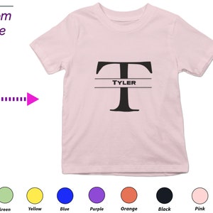 Regalo personalizado de camisa para niños pequeños para cumpleañera Personaliza tu letra T en la camisa Regalo para ropa de niña pequeña Regalo de bebé personalizado para niños