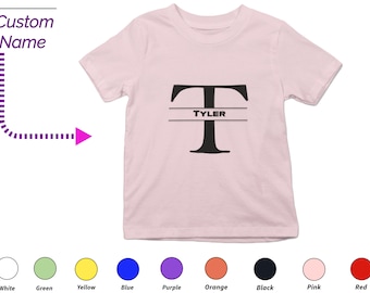 Custom Kids Shirt Custom Name Girl T-Shirt - Personalized Letter T Tee, Custom Name For Toddler Baby Girl Clothing Custom Baby Gift For Kids