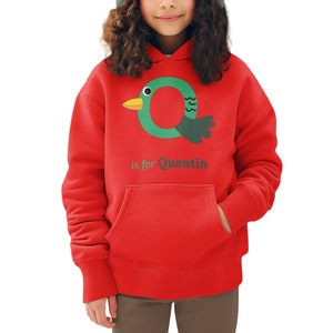 Moletom com capuz de outono personalizado para meninas pequenas com a letra Q - Design de alfabeto Moletom com nome personalizado para meninas para aniversários e presentes de Natal