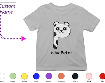 Personalisiertes Kinder-T-Shirt als Geschenk für Kleinkinder – individuelle Initialen P-T-Shirt, individueller Name für Kleinkind-Baby-Mädchen-Kleidung, individuelle Onesies für Kinder