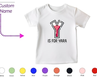 Gepersonaliseerde kindertshirt cadeau voor peutermeisjes - aangepaste initialen Y Tee, aangepaste naam voor peuter babymeisjeskleding, aangepaste rompertjes voor kinderen