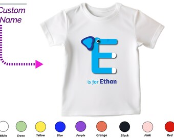 Custom Kids Tshirt Gift For Toddler Girls - Personalized Initials E Tee, Custom Name For Toddler Baby Girl Clothing Custom Onesies For Kids