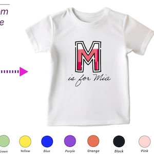 Regalo personalizado de camiseta para niños para niñas pequeñas Personalice sus iniciales M en el regalo de la camisa para el cumpleaños del niño y el regalo de la camisa de Navidad para los niños