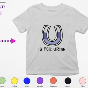 Regalo de camiseta para niños personalizado para niñas pequeñas Personalice sus iniciales U en el regalo de la camisa para el cumpleaños del niño y el regalo de la camisa de Navidad para los niños