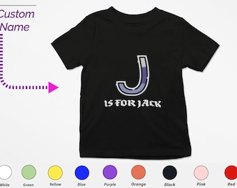 Personalized Kids Tshirt Gift For Toddler Girls - Custom Initials J Tee, Custom Name For Toddler Baby Girl Clothing, Custom Onesies For Kids