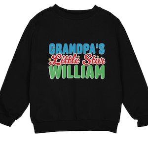 Personalized Toddler &#39;Grandpa&#39;s Little Star&#39; Cotton Sweatshirt, a thoughtful Christmas gift for Kids