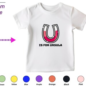 Regalo de camiseta para niños personalizado para niñas pequeñas Personalice sus iniciales U en el regalo de la camisa para el cumpleaños del niño y el regalo de la camisa de Navidad para los niños