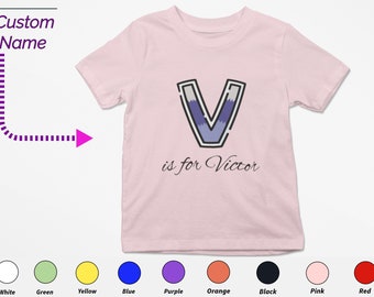 Custom Kids Shirt Custom Name Girl T-Shirt - Personalized Initials V Tee, Custom Name For Toddler Baby Clothing Custom Onesies Gift For Kids