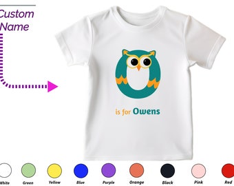 Custom Kids Tshirt Gift For Toddler Girls - Personalize Initials O Tee, Custom Name For Toddler Girl Clothing Custom Onesies Gift For Kids