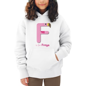 Moletom com capuz de outono com nome personalizado para meninas pequenas - Design de alfabeto personalizado com moletom inicial F, presente de aniversário e Natal para meninas