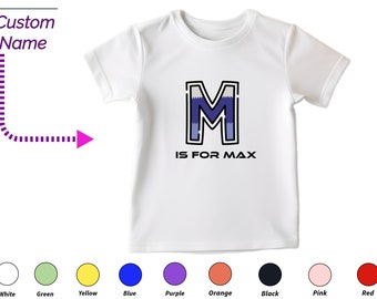 Custom Kids Tshirt Gift for Toddler Boys - Personalized Initials M Tee, Custom Name For Toddler Baby Clothing Custom Onesies Gift For Kids
