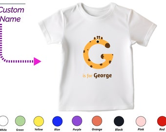 Gepersonaliseerde kindershirt aangepaste naam jongen T-shirt - aangepaste Letter G Tee, aangepaste naam voor peuter babymeisje kleding, aangepaste babycadeau voor kinderen